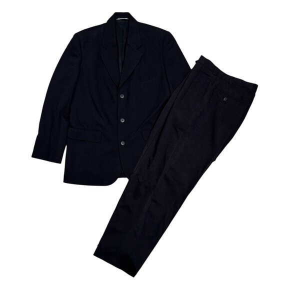 PERRY ELLIS 2-Piece CORDUROY Black Business Casual Designer Suit Blazer Set 40 - Picture 1 of 10